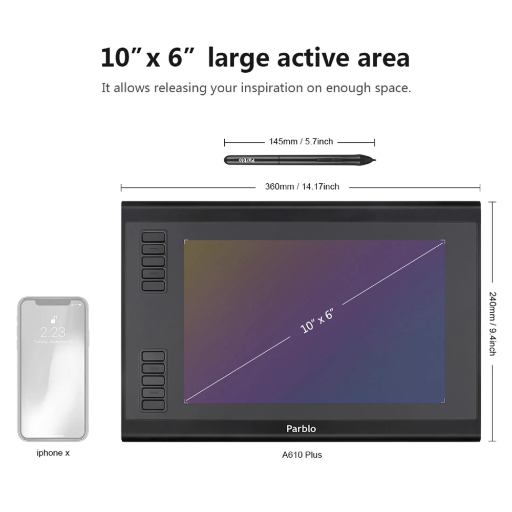 Parblo A610 Plus Digital Tablet Graphics Drawing Tablet-india-tiyana
