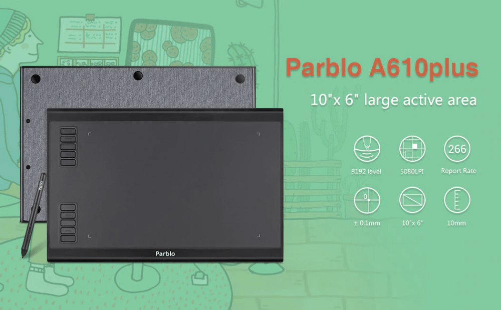 Parblo A610 Plus Digital Tablet Graphics Drawing Tablet-india-tiyana