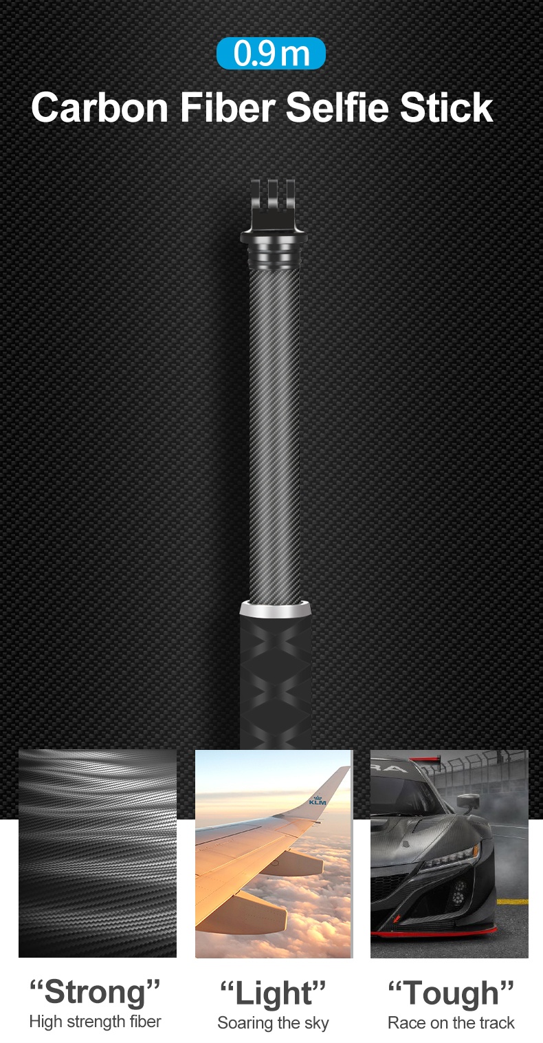 TELESIN TE-MNP-90T 90cm Carbon Fiber Extendable Selfie Monopod with Aluminum Tripod Stand india tiyana 1