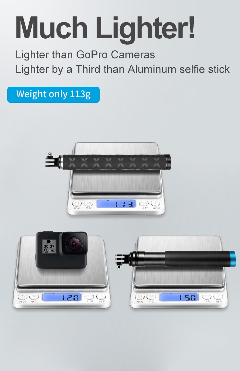 TELESIN TE-MNP-90T 90cm Carbon Fiber Extendable Selfie Monopod with Aluminum Tripod Stand india tiyana 3