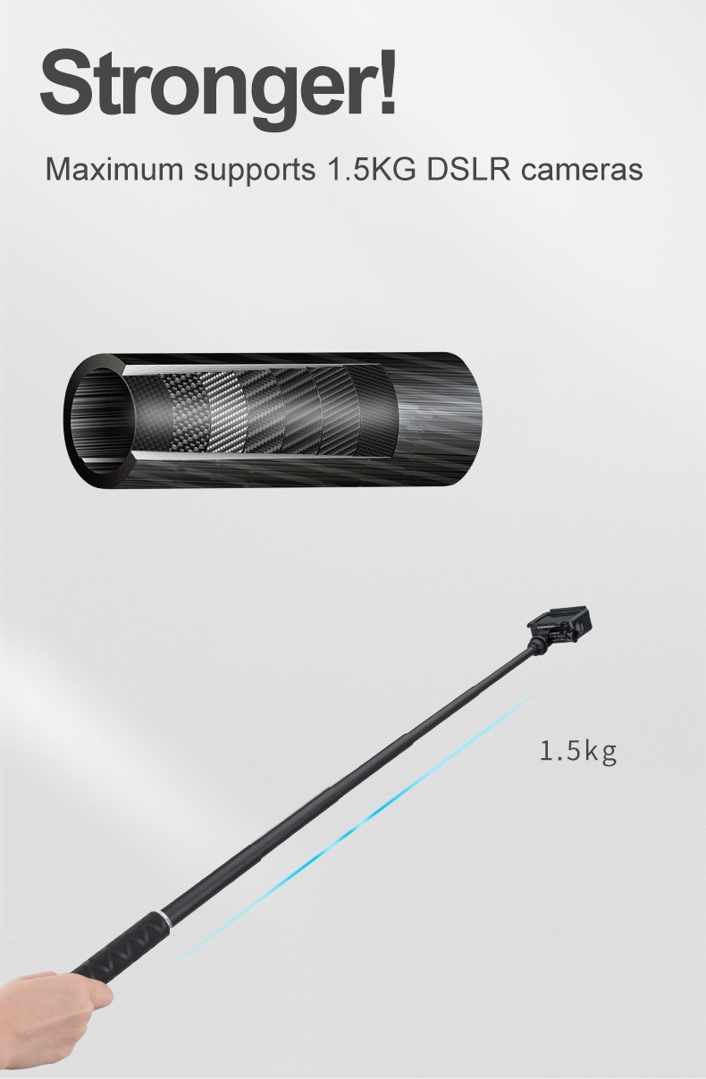 TELESIN TE-MNP-90T 90cm Carbon Fiber Extendable Selfie Monopod with Aluminum Tripod Stand india tiyana 4