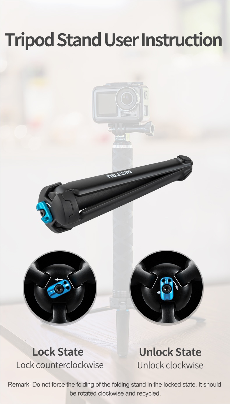 TELESIN TE-MNP-90T 90cm Carbon Fiber Extendable Selfie Monopod with Aluminum Tripod Stand india tiyana 8
