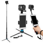 TELESIN GP-MNP-090-S Extendable Aluminum Alloy Selfie Stick With Tripod And Phone Clip india tiyana 12