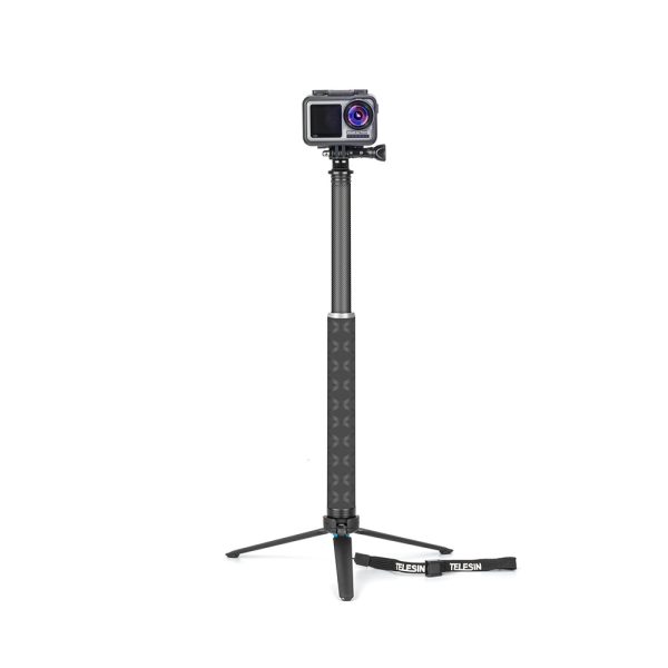 TELESIN TE-MNP-90T 90cm Carbon Fiber Extendable Selfie Monopod with Aluminum Tripod Stand india tiyana 16