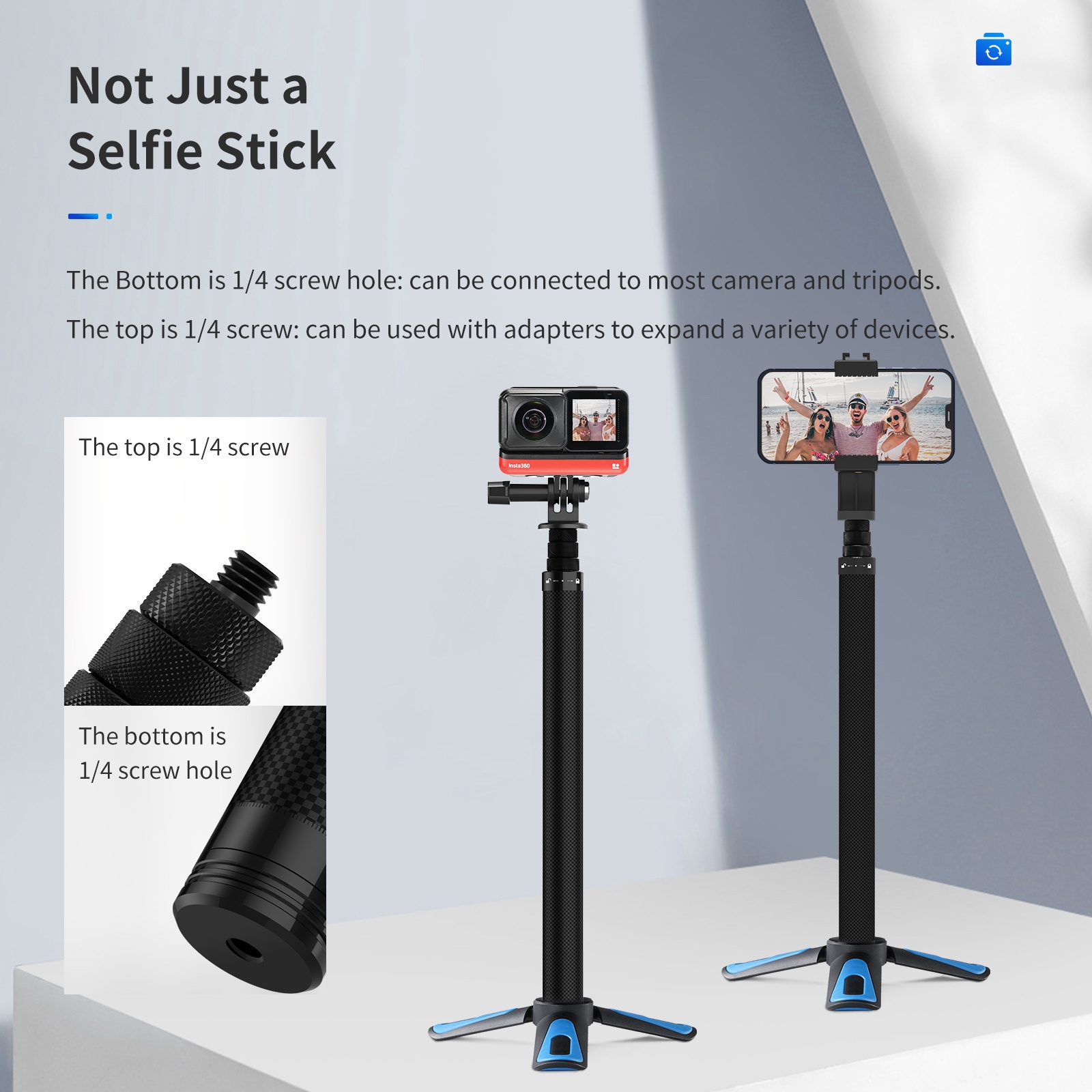 TELESIN TE-MNP-117 1.16M Carbon Fiber Adjustable Selfie Stick india tiyana 19
