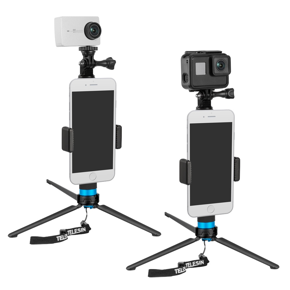 TELESIN GP-MNP-090-S Extendable Aluminum Alloy Selfie Stick With Tripod And Phone Clip india tiyana 1