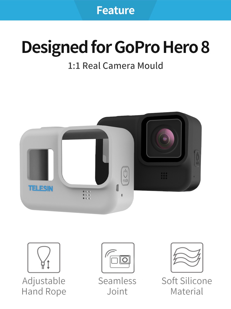 TELESIN GP-PTC-801 Blue Silicone Case with Lanyard Strap for GoPro HERO 8 india tiyana 2