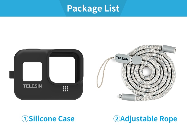 TELESIN GP-PTC-801 Blue Silicone Case with Lanyard Strap for GoPro HERO 8 india tiyana 9