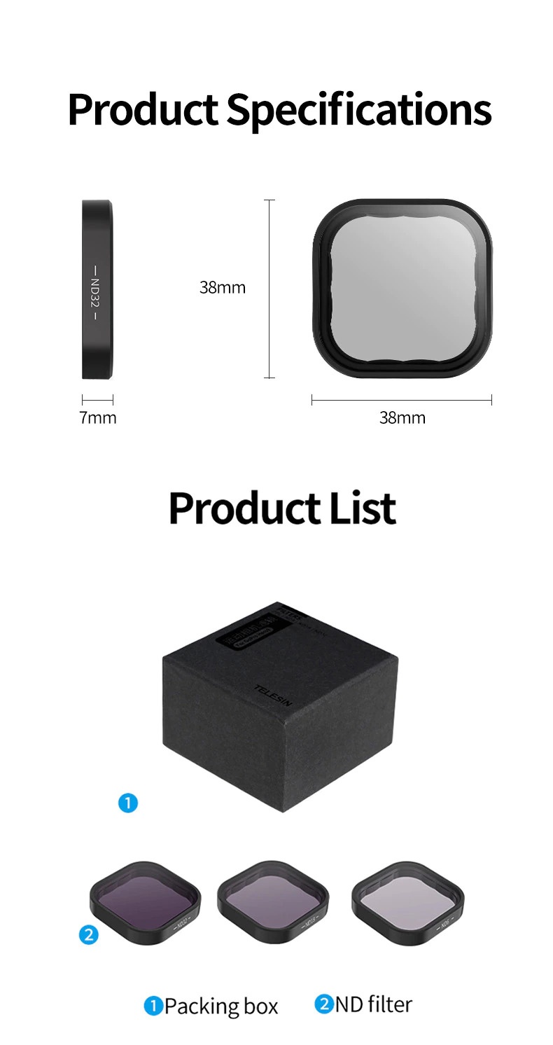 TELESIN GP-FLT-902 ND8 ND16 ND32 Magnetic Filter For GoPro 9 india tiyana 1
