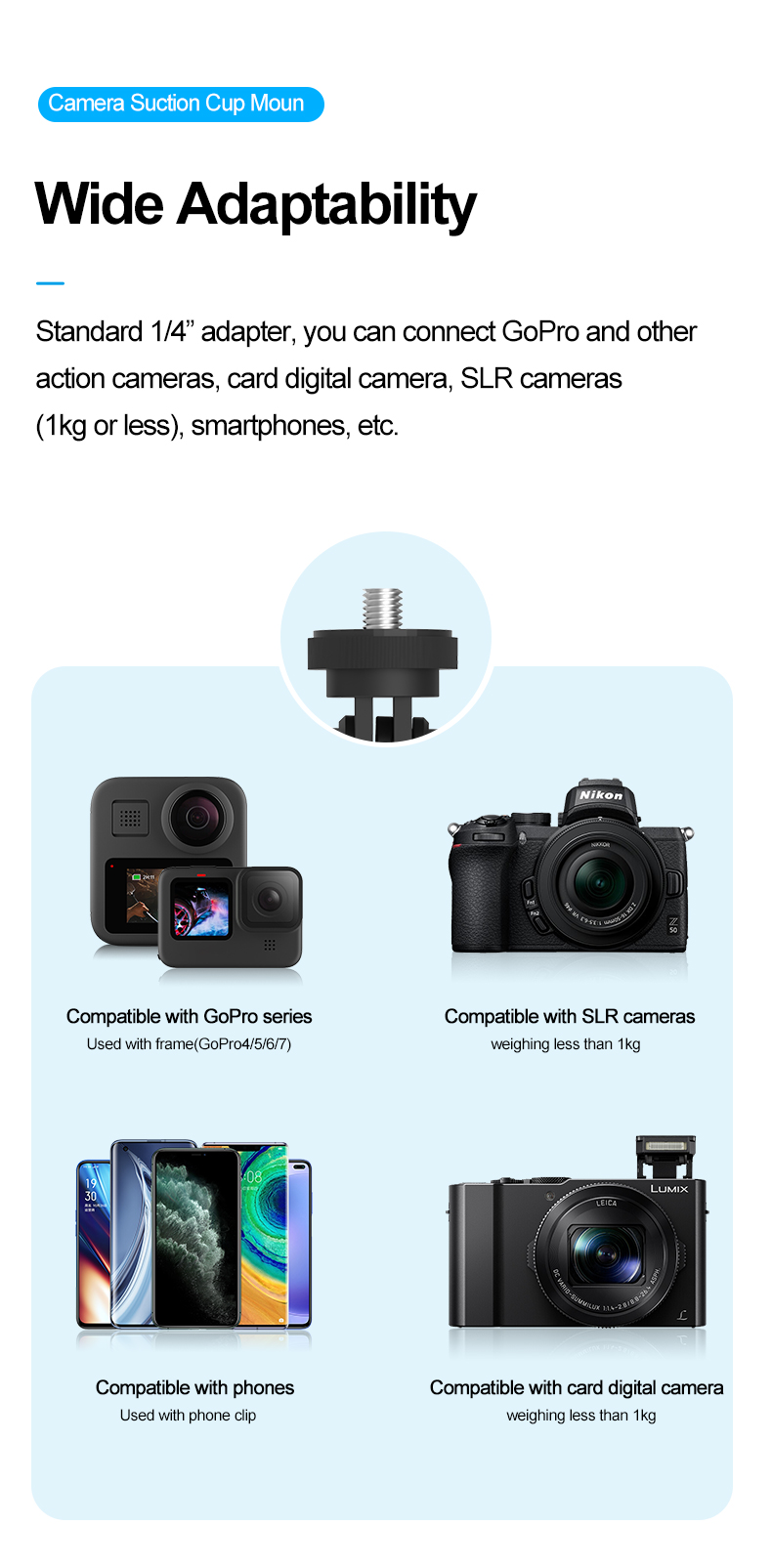 TELESIN TE-SUC-010 Camera Suction Cup Mount india tiyana 10