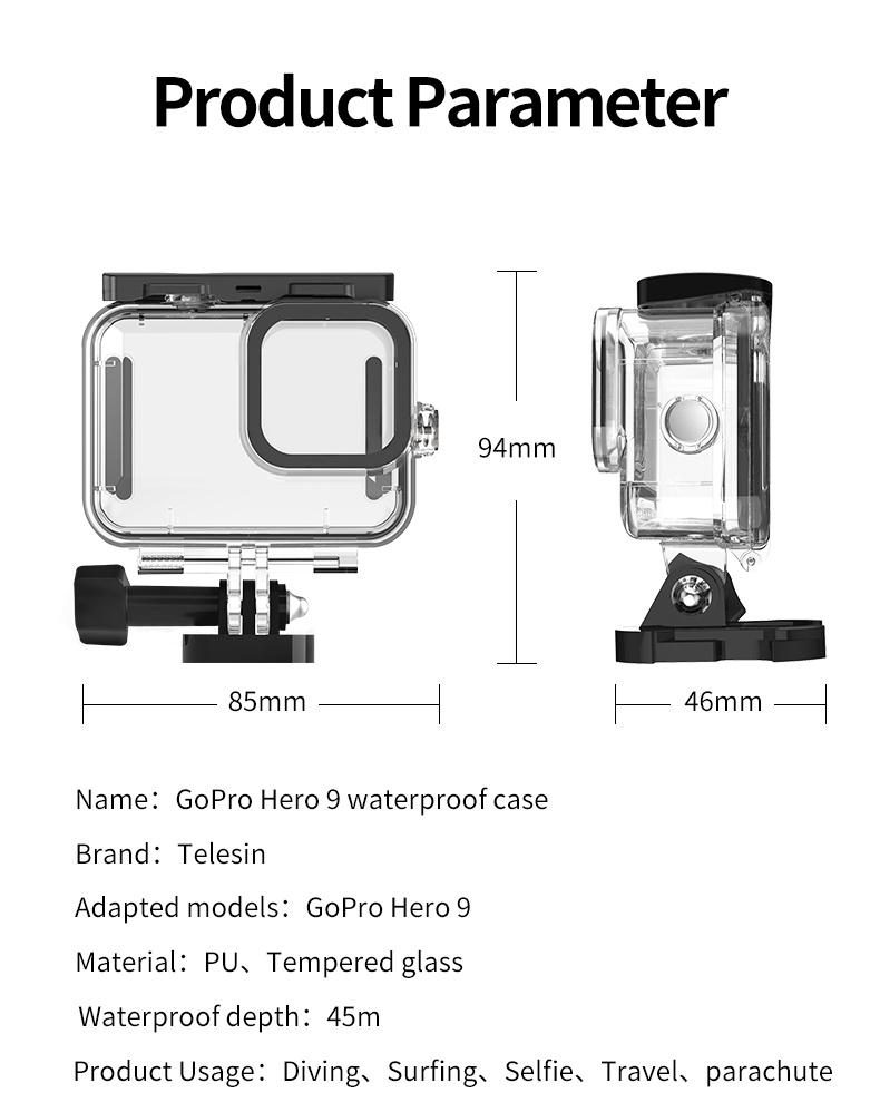 TELESIN GP-WTP-901 Waterproof Dive Case for GoPro Hero 9 india tiyana 18