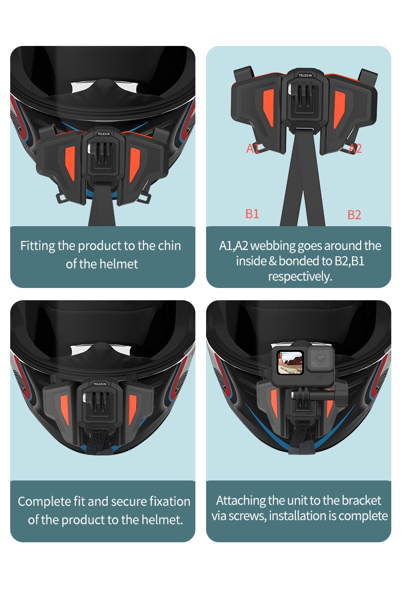 TELESIN GP-HBM-MT2 Motorcycle Helmet Foldable Front Chin Mount india tiyana 21