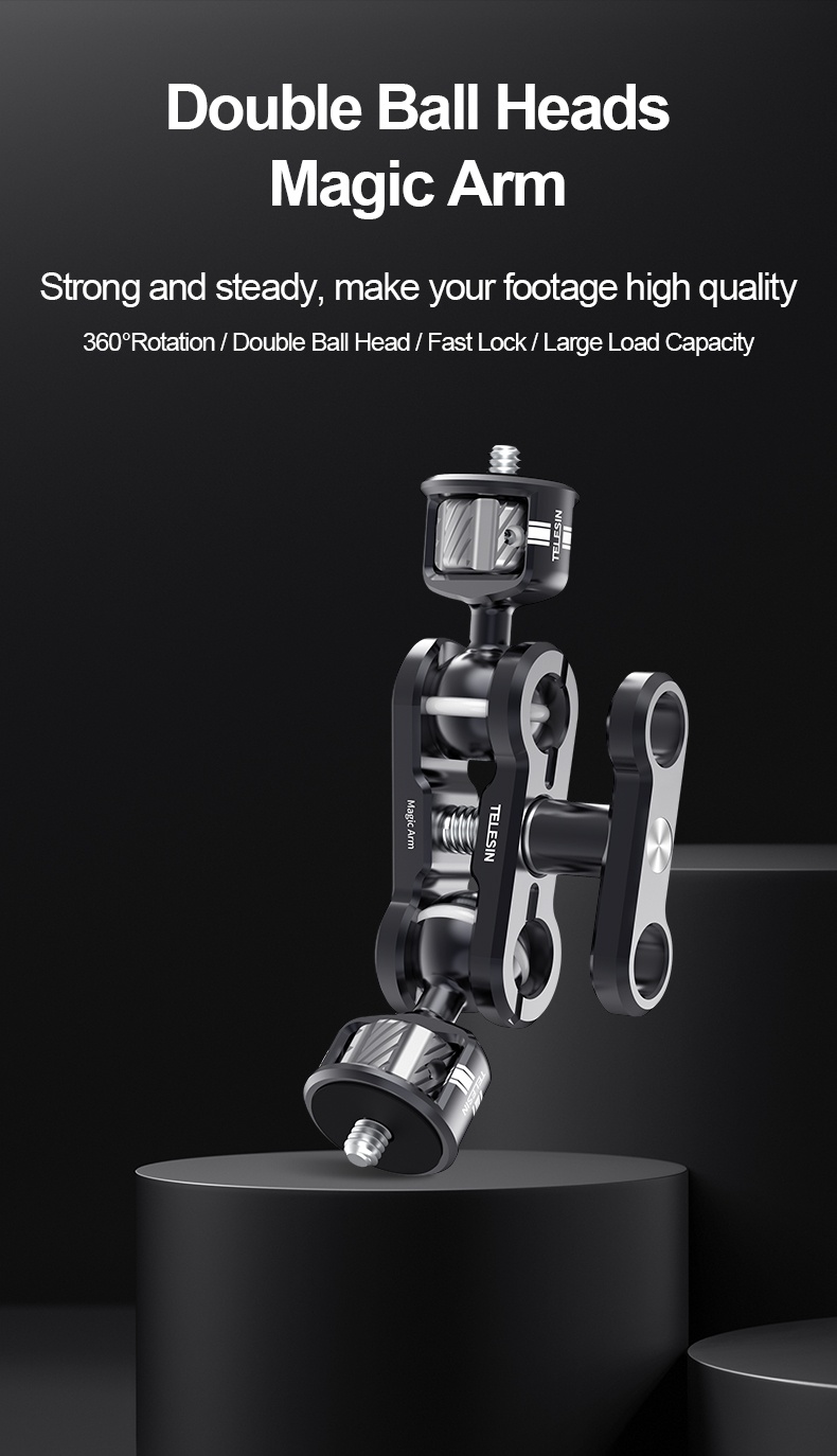 TELESIN TE-MUB-001 Magic Arm 360° Rotation Double Ball Head imndia tiyana 5