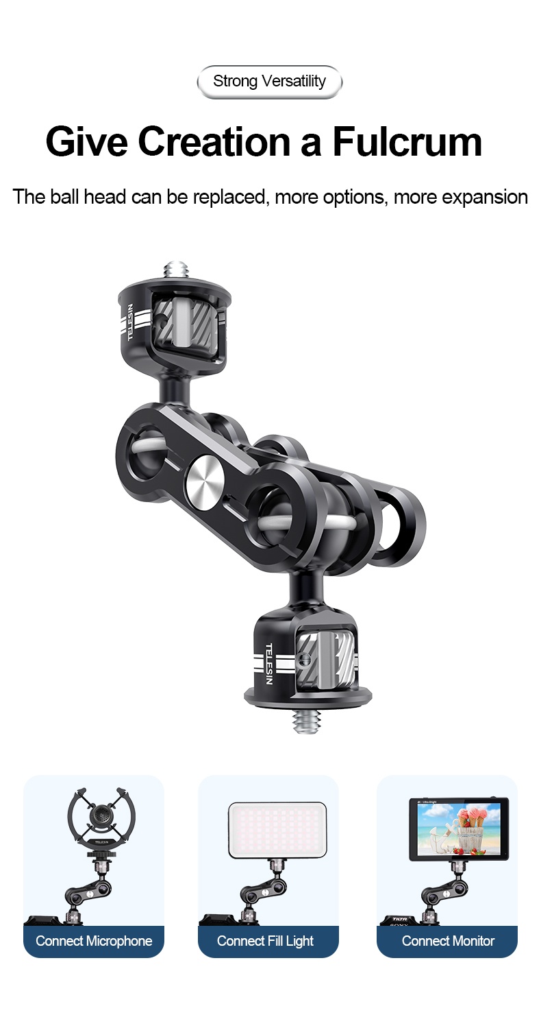 TELESIN TE-MUB-001 Magic Arm 360° Rotation Double Ball Head india tiyana 7