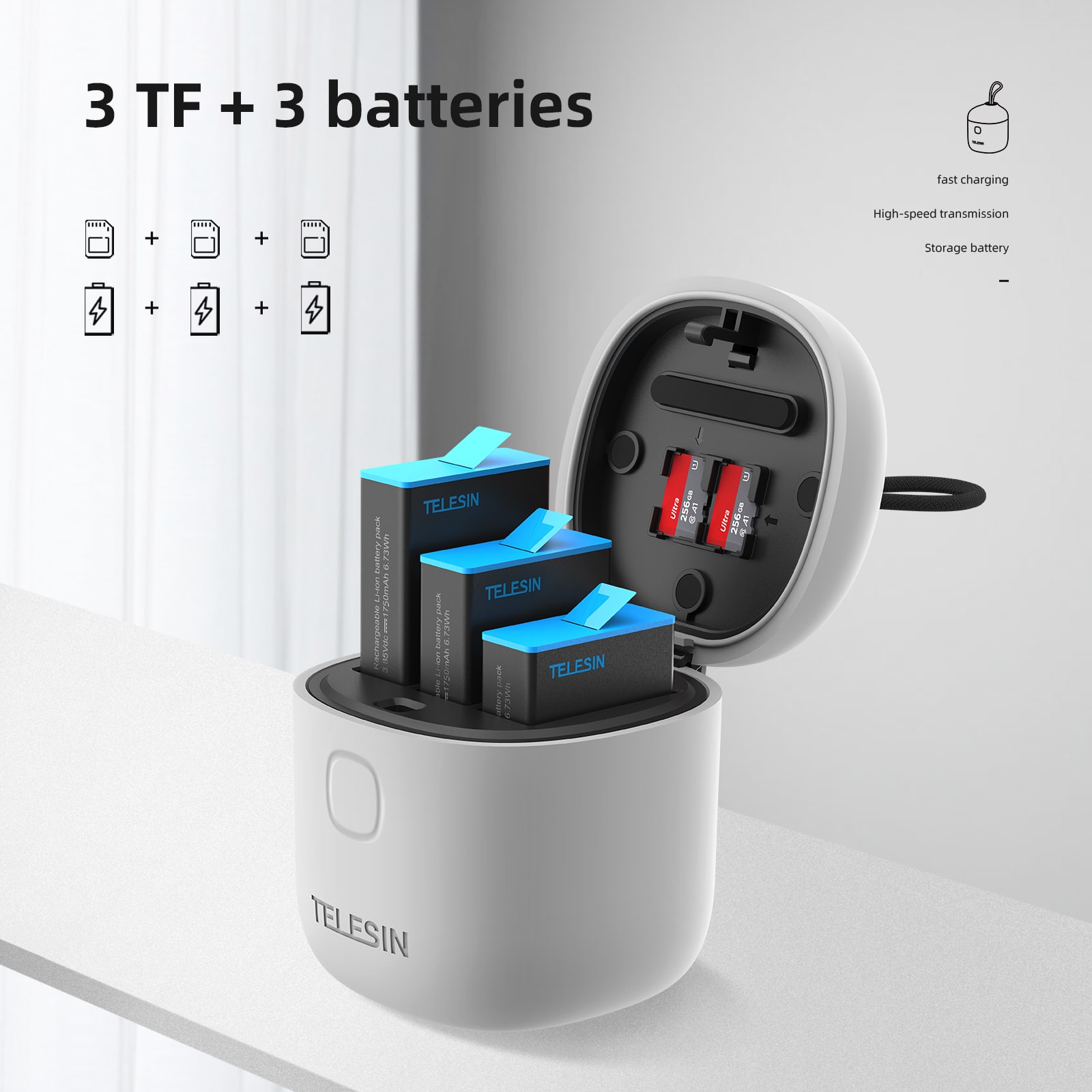 TELESIN ALLIN BOX Portable Storage Charger For GoPro 9/10 india tiyana 16