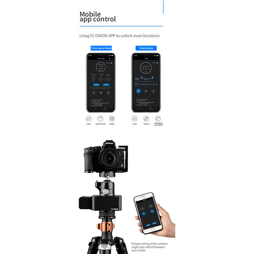 YC Onion Burger SE Electric Panoramic Tripod Head Pan Tilt Head Motorized APP Control for Time-lapse Video Phone Camera shooting
